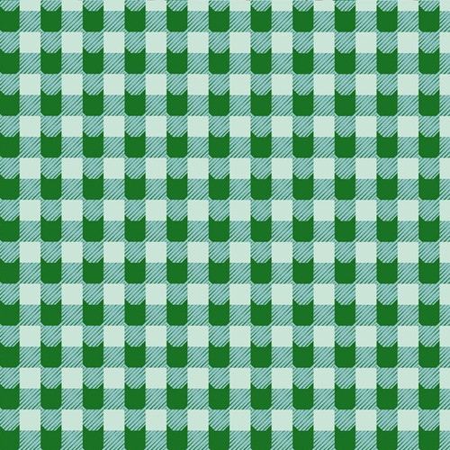 Close up of fabric with a cat inspired houndstooth pattern in various shades of green