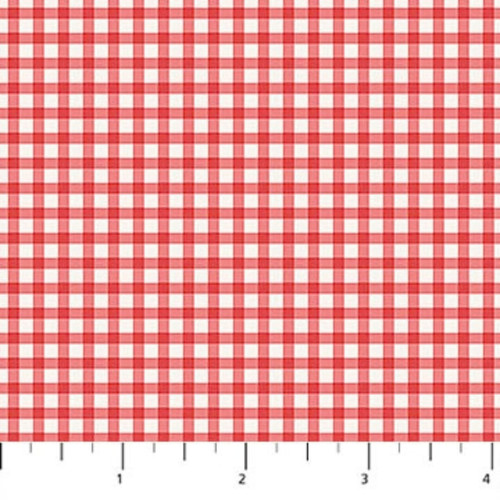 4inch by 4inch of fabric with a red and white gingham pattern