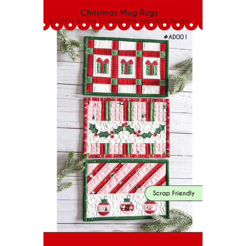 Christmas Mug Rug Pattern with festive holiday leaves