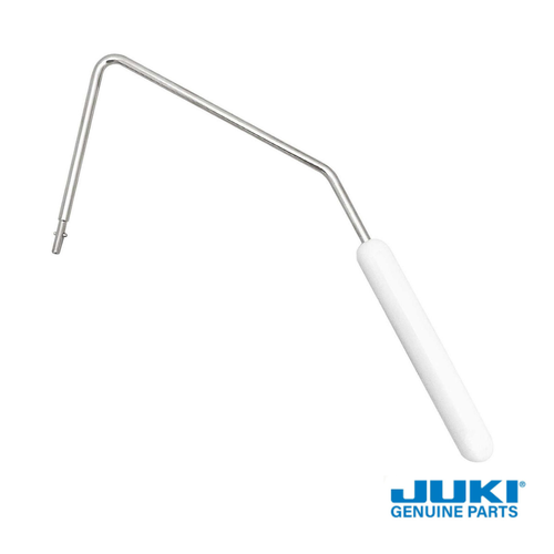 Knee Lifter Lever attached to a sewing machine, allowing hands-free raising and lowering of the presser foot with a simple knee push