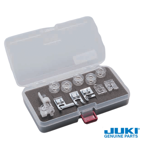 Creative Set with six presser feet and bobbins for computerized machines, ideal for decorative stitching and creative embellishment projects. Part No 401081631