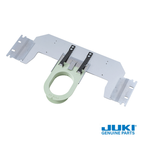 Juki sock and wristband frame for the Tajima Sai embroidery machine, complete with hoop attached, designed for embroidering detailed designs on socks and wristbands measuring two inches by one and a half inches.