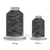 Close-up of two Affinity 40 weight variegated polyester thread spools in shades of black, white, and grey, highlighting the gradual color transitions. A large King spool (3,000 yards) and a smaller Mini spool (1,000 yards) are side by side for size comparison.