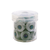 Clear plastic jar containing 20 Glide 40 weight polyester bobbins in Light Grey, size L, each with 72 yards of thread.