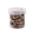 Clear plastic jar containing 20 Magna-Quilt 50 weight cotton bobbins, size L, in Light Tan, each with 74 yards of thread.