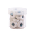 Clear plastic jar containing 20 Magna-Soft 50 weight polyester bobbins, size L, in Linen, each with 65 yards of thread.