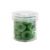 Clear plastic jar containing 20 Magna-Soft 50 weight polyester bobbins, size L, in Turf, each with 65 yards of thread.