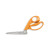 Orange Fiskar Scissor with long 8 inch flat top razor edge with white background.