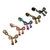 5 bow zipper pulls in gold, rose, rainbow, antique, and gunmetal