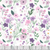 8 inch by 8 inch of fabric with a variety of pink and purple flowers on a white background