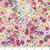 7inch by 7inch of fabric with a variety of vibrant florals on a cloudy white background 