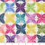 7inch by 7inch of fabric with a special rainbow flower pattern on a white background