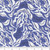 7inch by 7inch of fabric with a white leafy pattern on a blue background