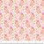 12inch by 12inch of fabric with a pink floral print on an off white background