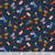 12inch by 12inch of fabric with a variety of dogs in silly halloween costumes on a dark blue background with a bone pattern