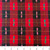 12inch by 12inch of fabric with red and black plaid design with pink and green tassels