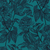 Close up of fabric with dark navy peonies on a teal background