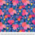 12inch by 12inch of fabric with vibrant pink, orange, and yellow flowers on a dark blue background