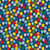 A close up of fabric with a variety of colorful balloons on a navy background