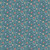Close up of fabric with pink, periwinkle, and light orange flowers and teal leaves on a navy blue background