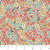6inch by 6inch of fabric with a variety of florals in red, yellow, and teal, with dark green leaves