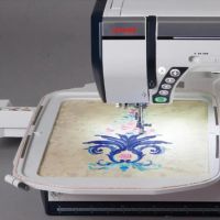 close up of the embroidery foot P in action