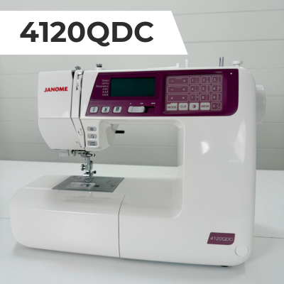 A Janome 4120 QDC sewing machine.