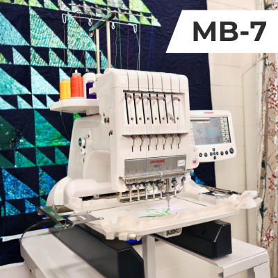 A Janome MB7 embroidery machine.