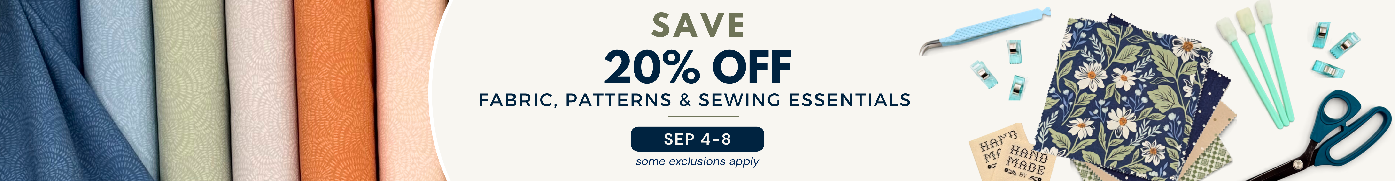 Click to shop our labor day sale — 20% off select sewing supplies.