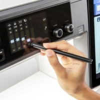 Close up of white touch panel stylus