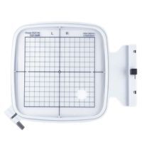 Close up of SQ14b embroidery hoop with template