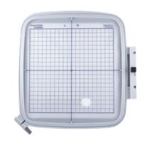 Close up of SQ20b embroidery hoop with template