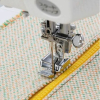 Close-up of zipper foot E in use.