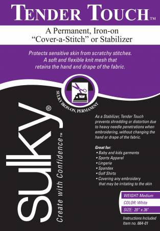 Sulky Cut Away Tender Touch Iron-On Backing in White 20