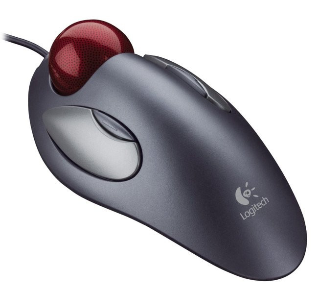 Logitech T-BC21トラックボール グレー 赤ボール Logitech Trackman Marble Mouse (T‑BC21) – Ergonomic USB Trackball