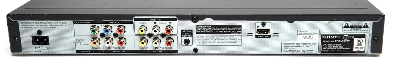 Sony RDR-GX257 DVD Recorder – HDMI Output, Progressive Scan, One Sony RDR-GX257 DVD Recorder – HDMI Output, Progressive Scan, One