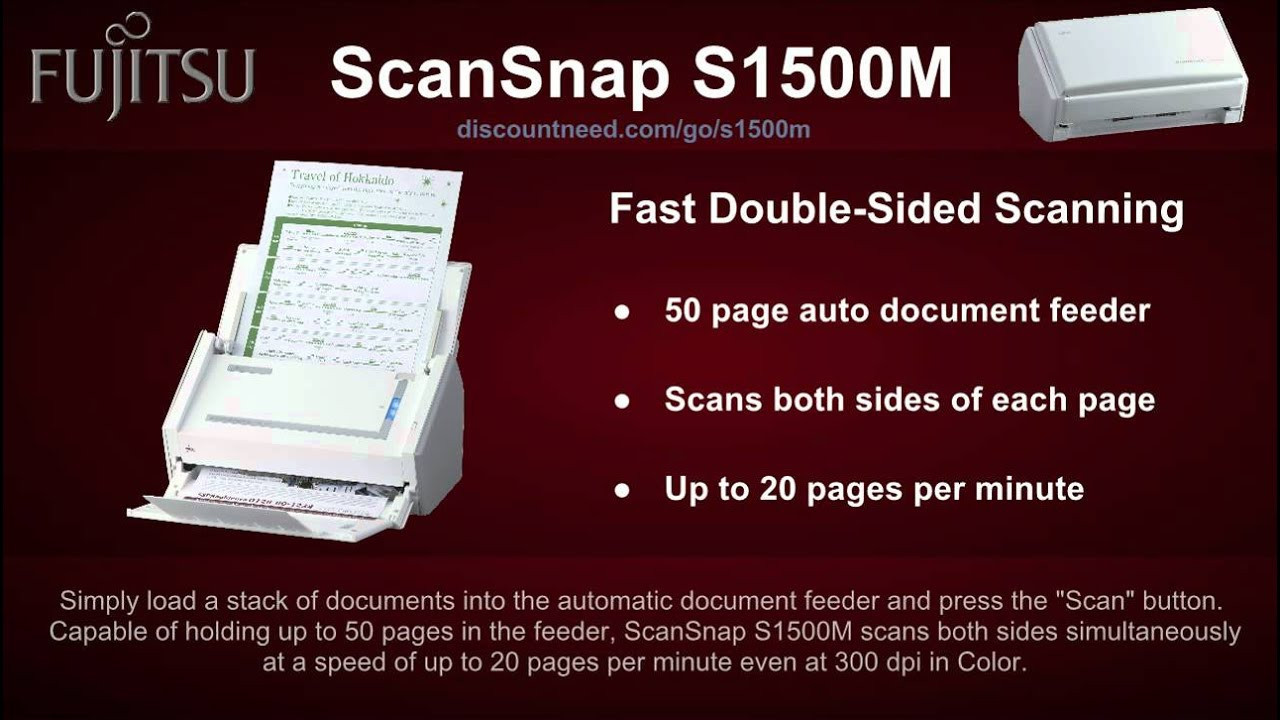 Fujitsu ScanSnap S1500M – Dual-Sided Sheetfed Scanner with