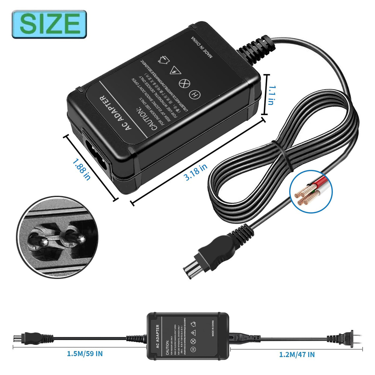 TKDY AC-L100 for Sony Handycam Camcorder Charger Cord, ACL100