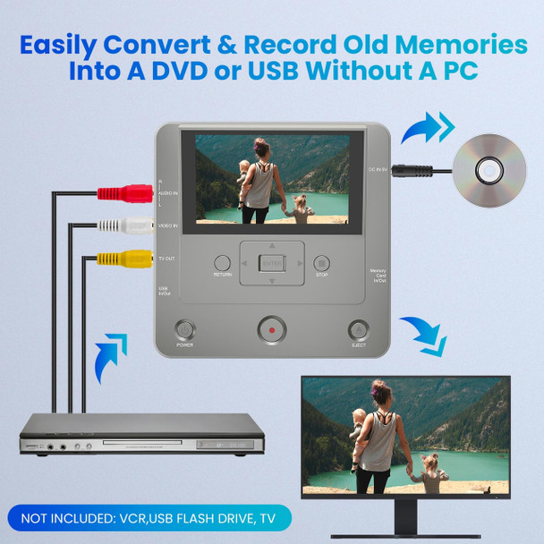 Clariviews VHS to DVD Recorder, TV to USB Device or SD Card or HDD Recorder, Smart Phone WiFi to DVD/USB/SD/HDD Copy, WiFi APP Media Recorder