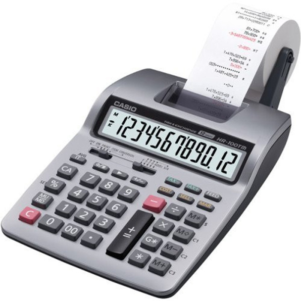 Casio HR-100TM Big Print Mini Desktop 12 Digit LCD Display 2-Color High-Speed Printing Calculator