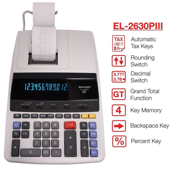  Sharp EL-2630PIII Printing Calculator 