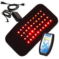 Red and Infrared LED light therapy pad for pain relief and inflammation, showing flexible design and controller