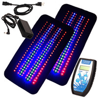 Infrared, Red, and Blue LED light therapy pad for pain relief and inflammation, showing flexible design