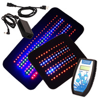 Infrared, Red, and Blue LED light therapy pad for pain relief and inflammation, showing flexible design