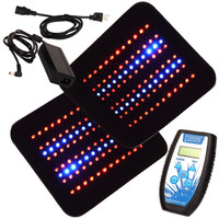 Infrared, Red, and Blue LED light therapy pad for pain relief and inflammation, showing flexible design