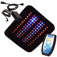 Infrared, Red, and Blue LED light therapy pad for pain relief and inflammation, showing flexible design