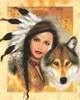 Indian Maiden with Wolf Canvas only By Grafitec