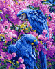Blue Parrots Tapestry Canvas By Grafitec