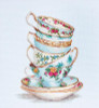 Turquoise Tea Cups Cross Stitch Kit By Luca S