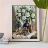 DIAMOND PAINTING KIT WHITE ROSES AND COFFEE